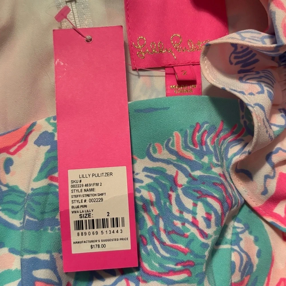 Lilly Pulitzer Steffi Stretch Shift Dress Womens Size 2 New With Tag Pink white